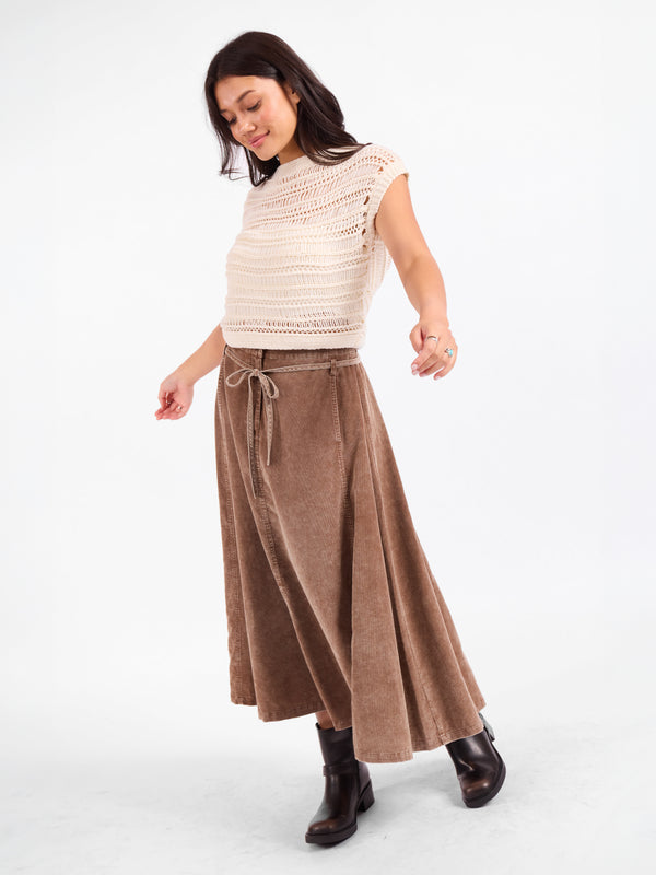 Get Like This Belted Midi Skirt in Washed Earth - mood image