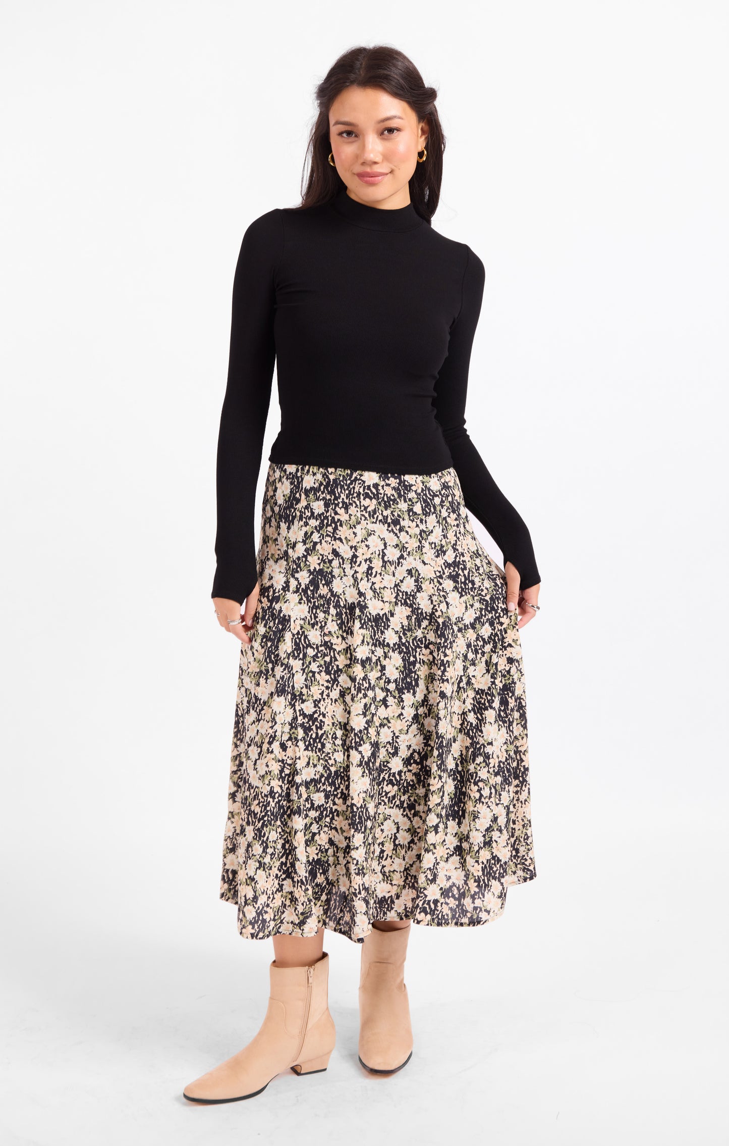 Painted Fields Midi Skirt