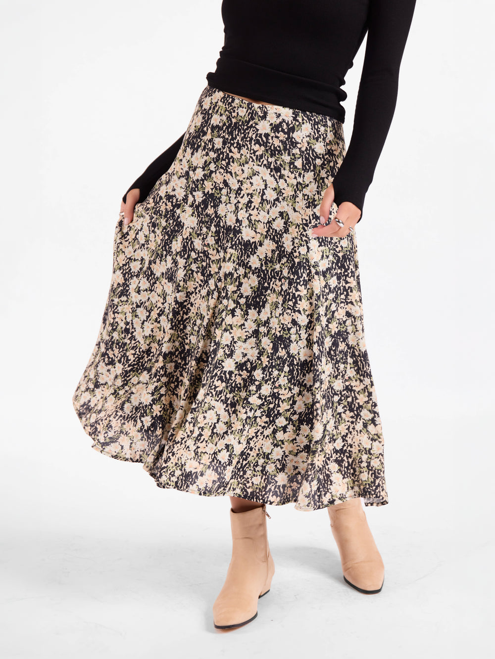 Painted Fields Midi Skirt