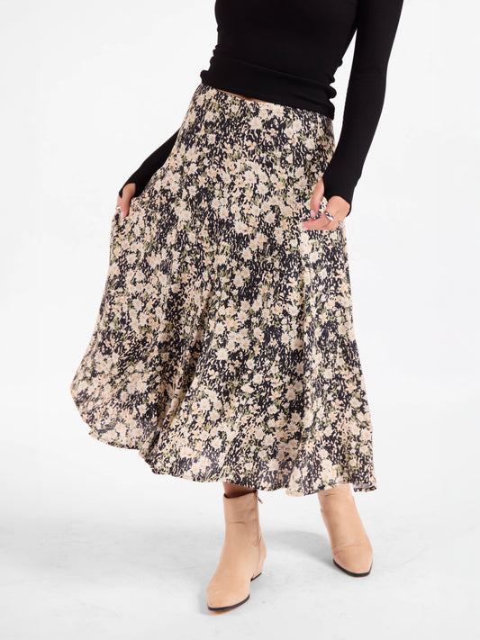 Painted Fields Midi Skirt