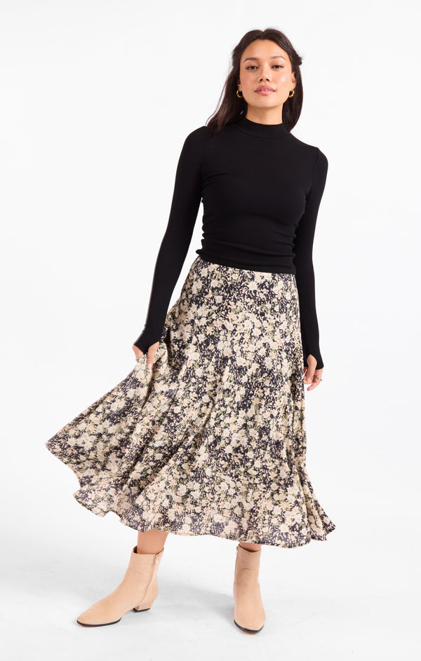 Painted Fields Midi Skirt