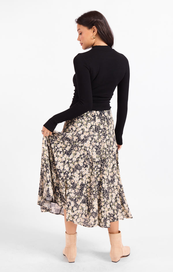 Painted Fields Midi Skirt