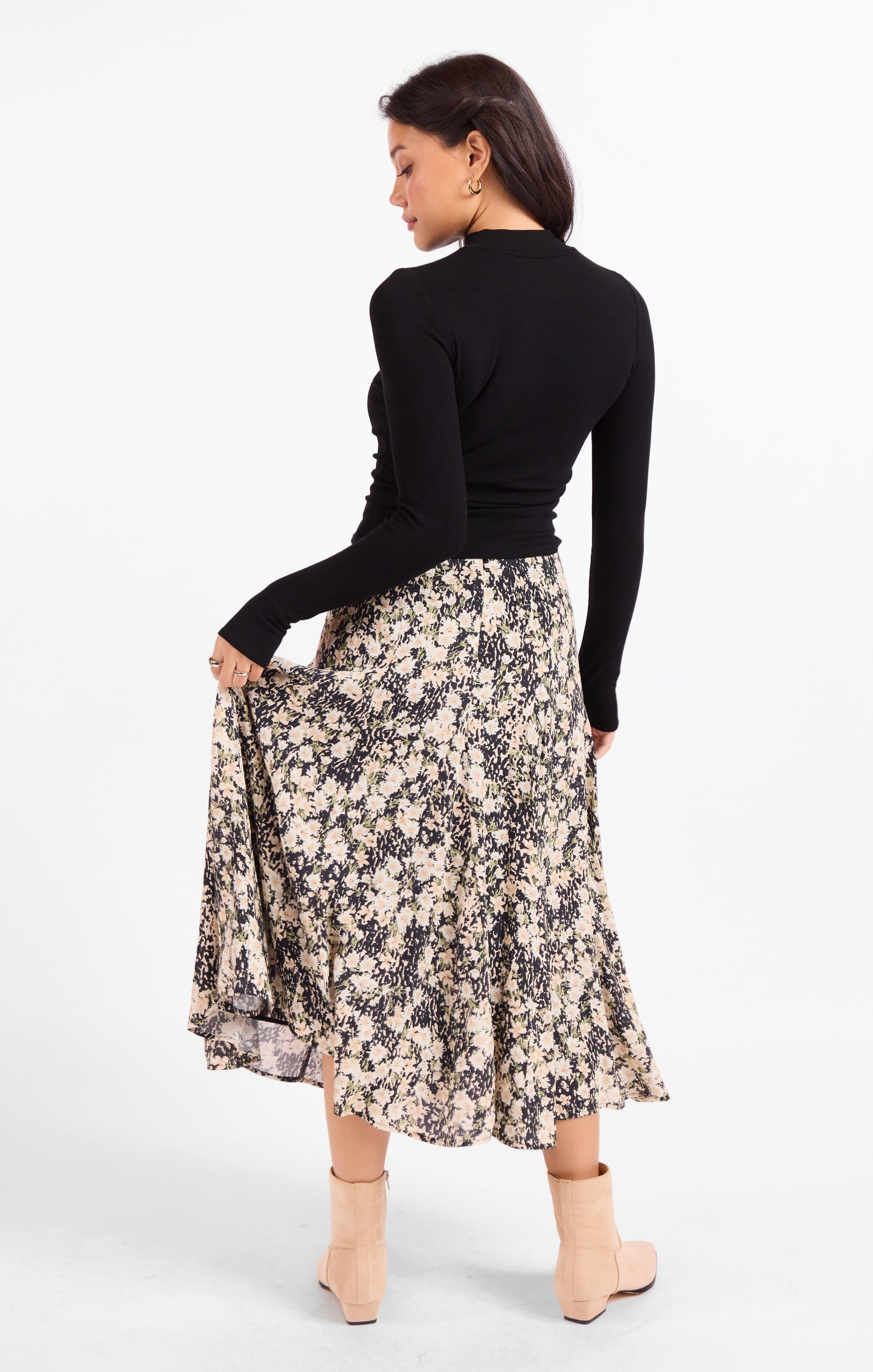 Painted Fields Midi Skirt