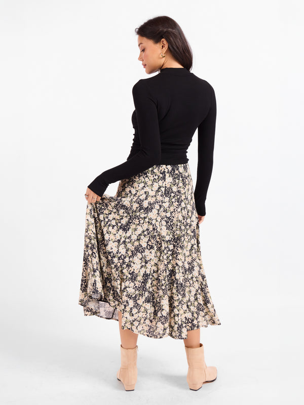 Painted Fields Midi Skirt