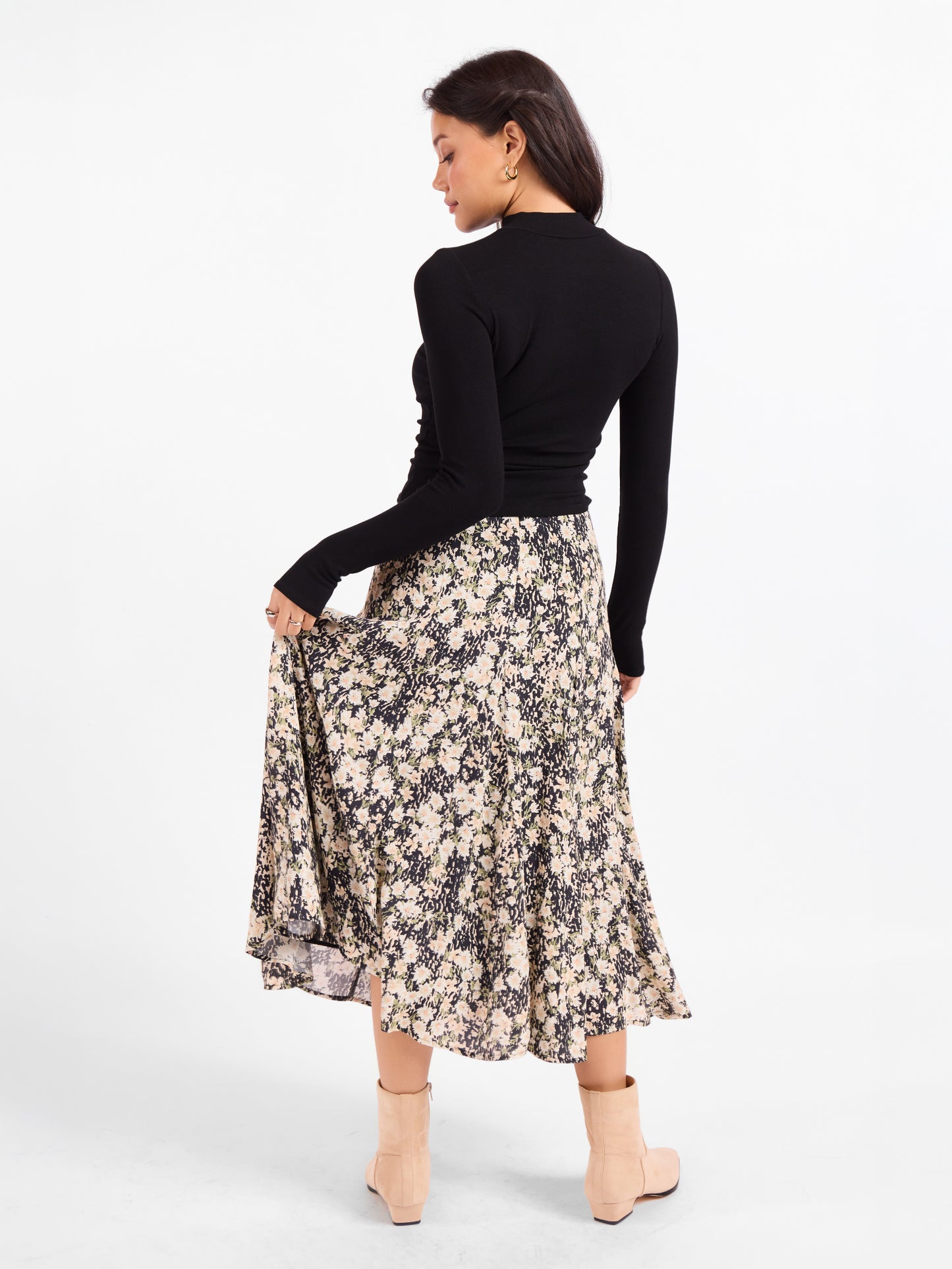 Painted Fields Midi Skirt