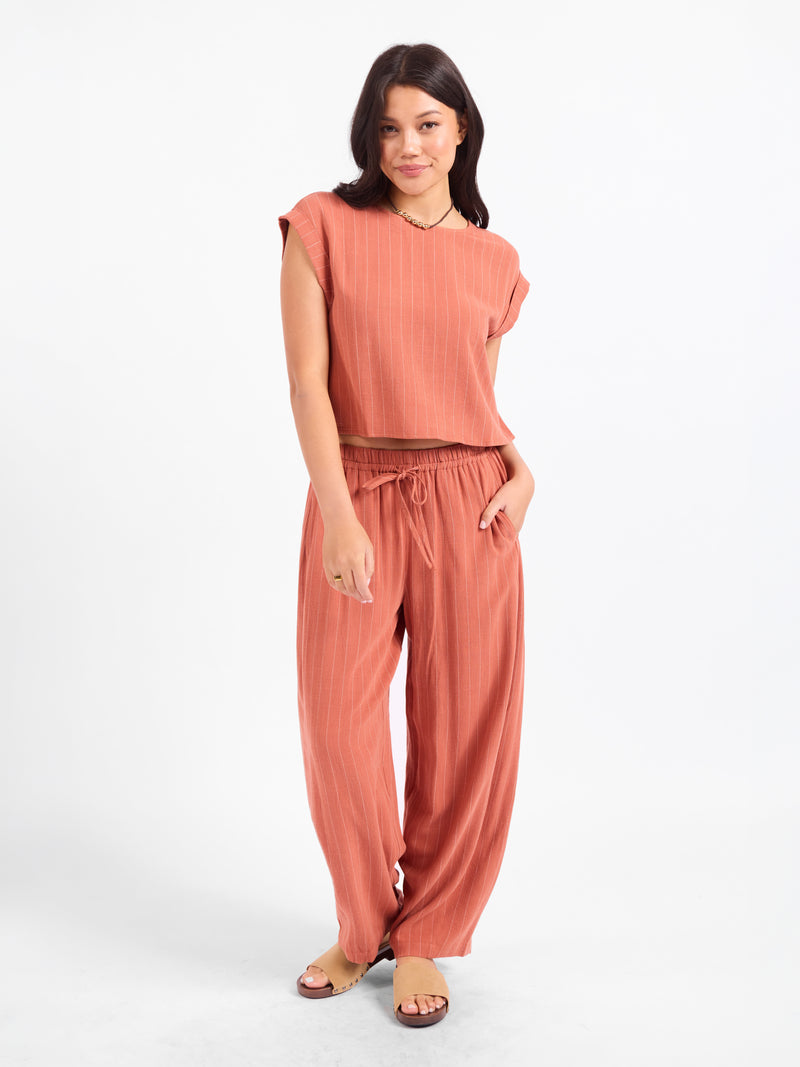 Sugarloaf Stripe Pants in Mahogany White - back view
