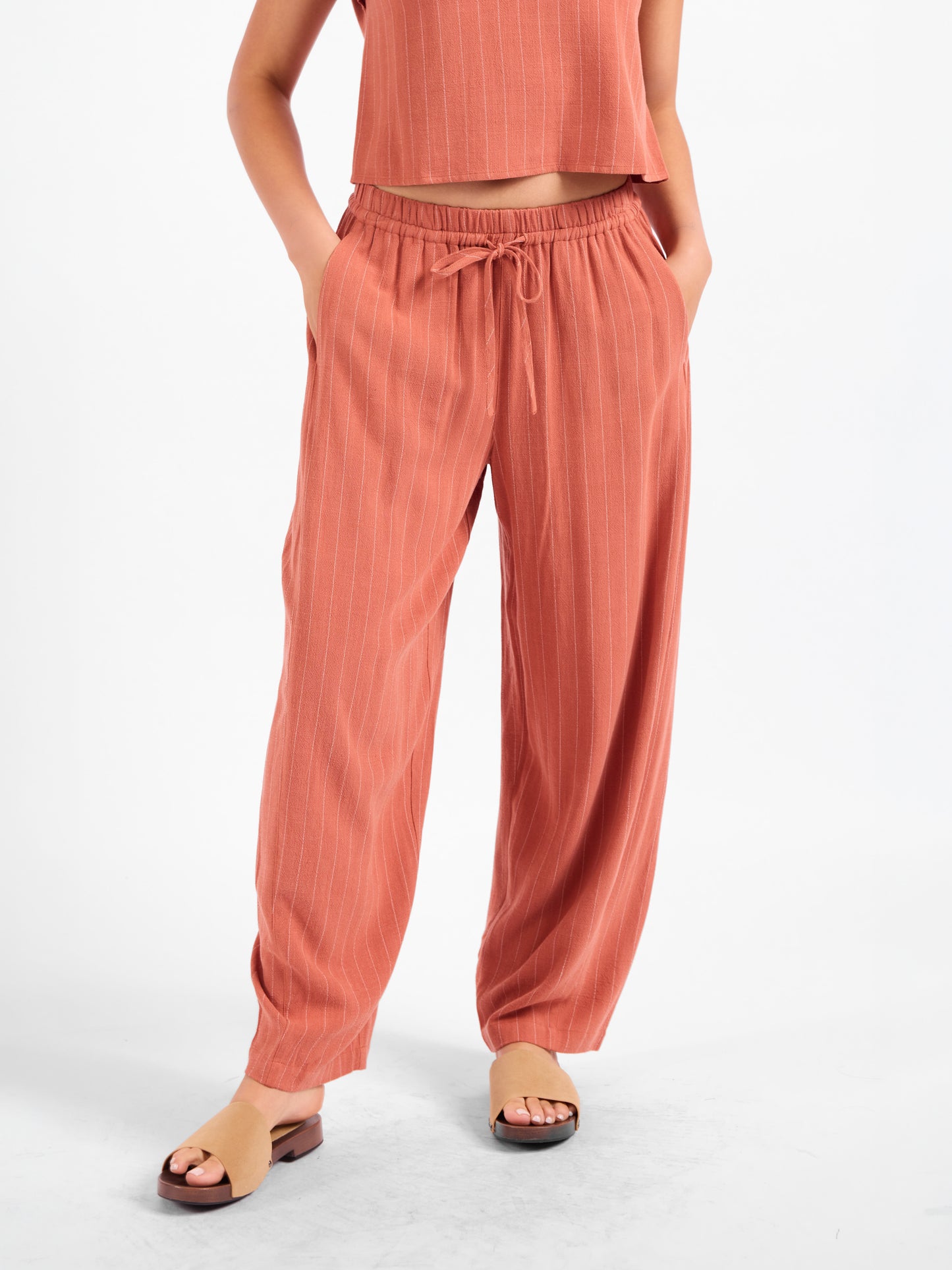 Sugarloaf Stripe Pants in Mahogany White - front view