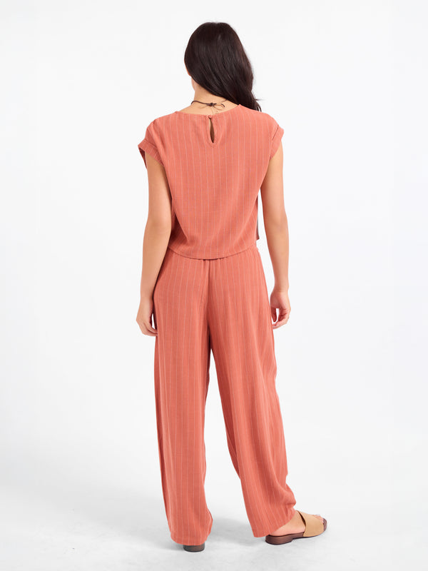 Sugarloaf Stripe Pants in Mahogany White - mood image