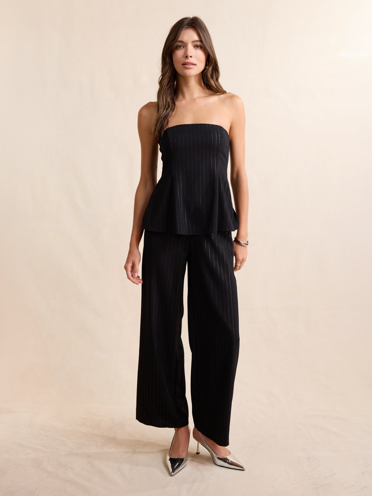 Gilded Evening Pinstripe Tube Top