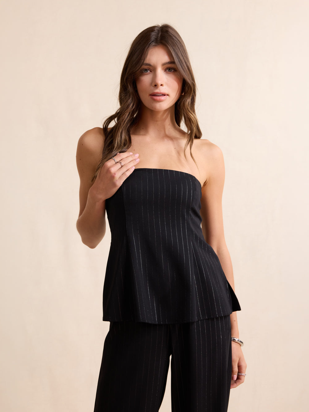 Gilded Evening Pinstripe Tube Top