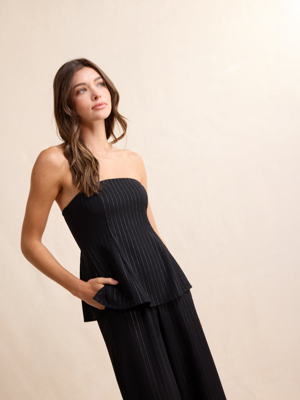 Gilded Evening Pinstripe Tube Top