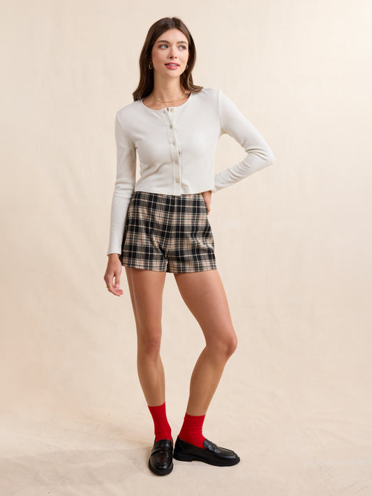 First Toast Ribbed Button Top