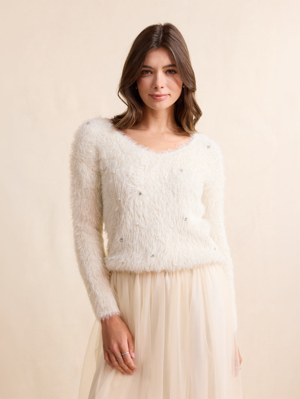 Sidney Pearl Eyelash Sweater