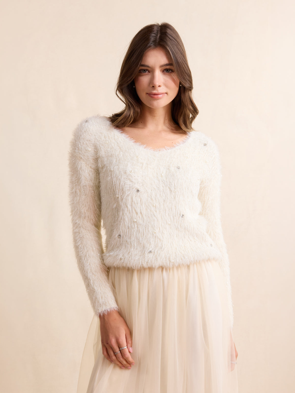 Sidney Pearl Eyelash Sweater