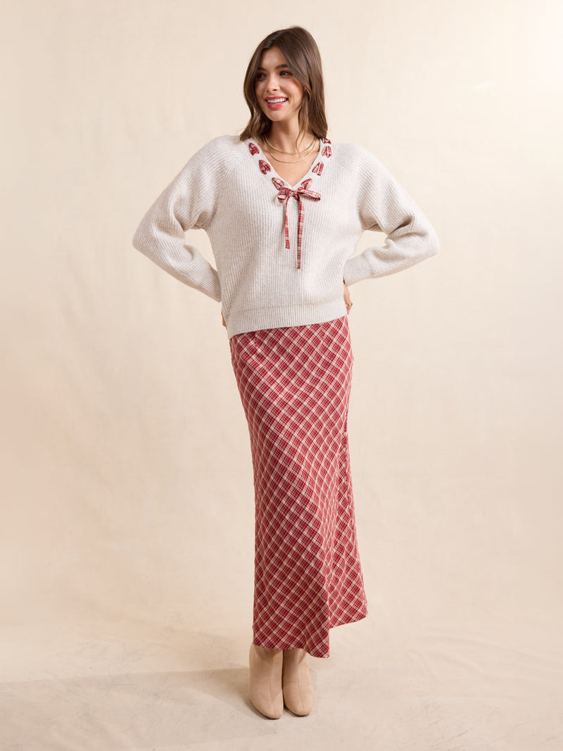 The Hostess Plaid Midi Skirt