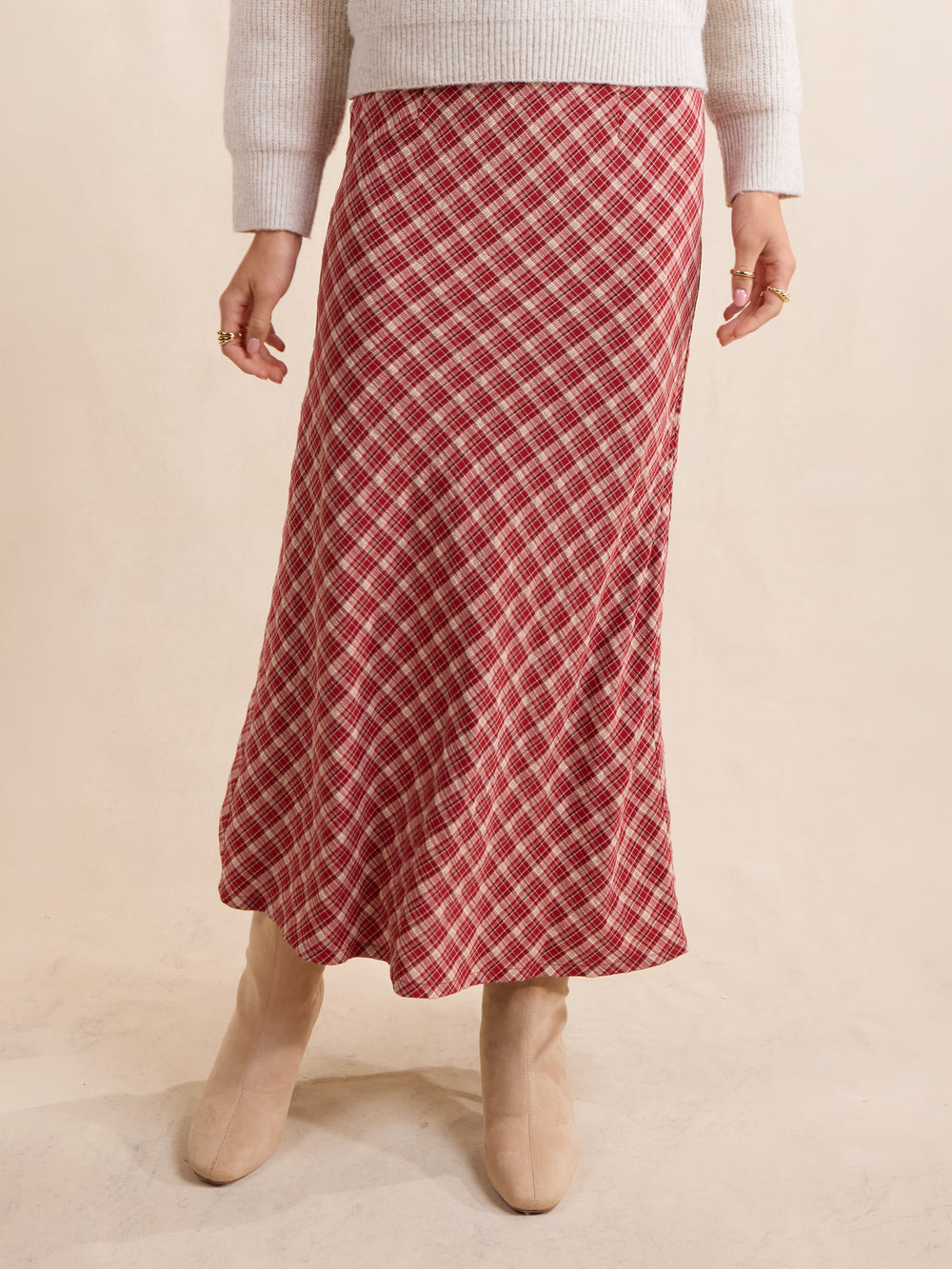 The Hostess Plaid Midi Skirt