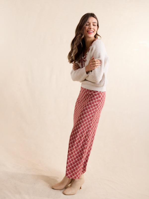 The Hostess Plaid Midi Skirt