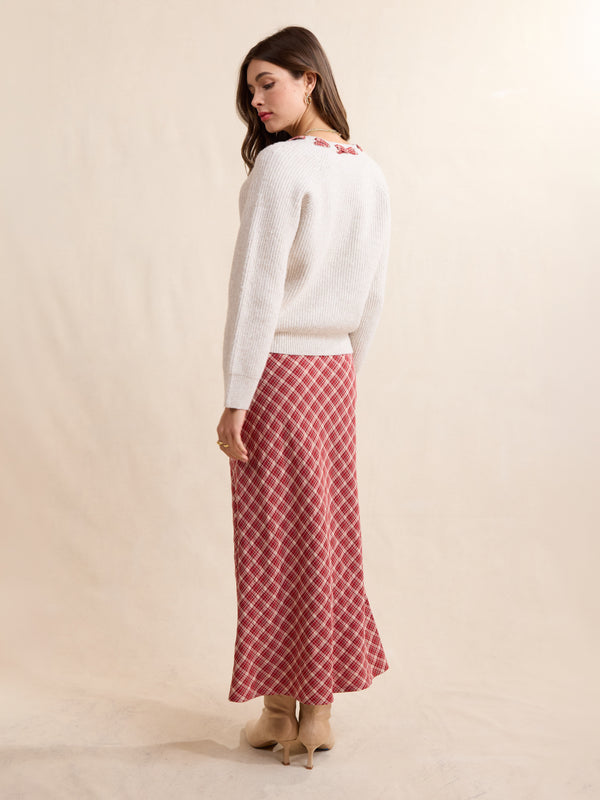 The Hostess Plaid Midi Skirt