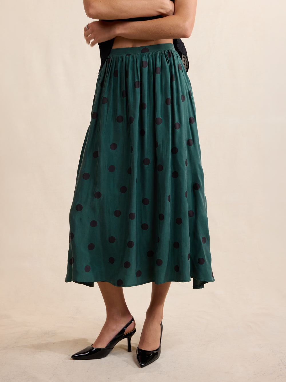 Centerpiece Polka Dot Midi Skirt