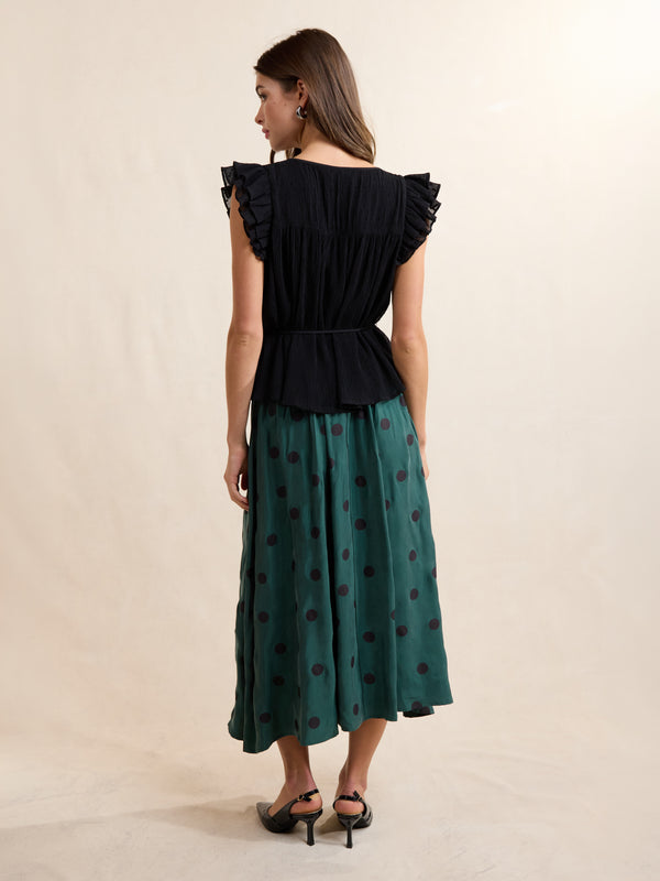 Centerpiece Polka Dot Midi Skirt