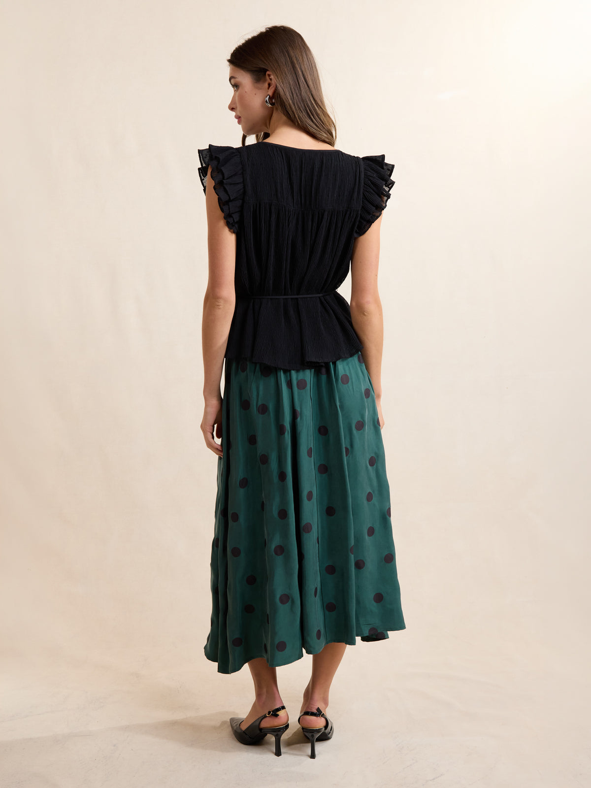 Centerpiece Polka Dot Midi Skirt
