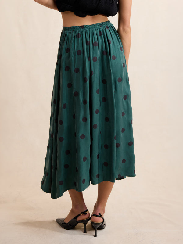 Centerpiece Polka Dot Midi Skirt