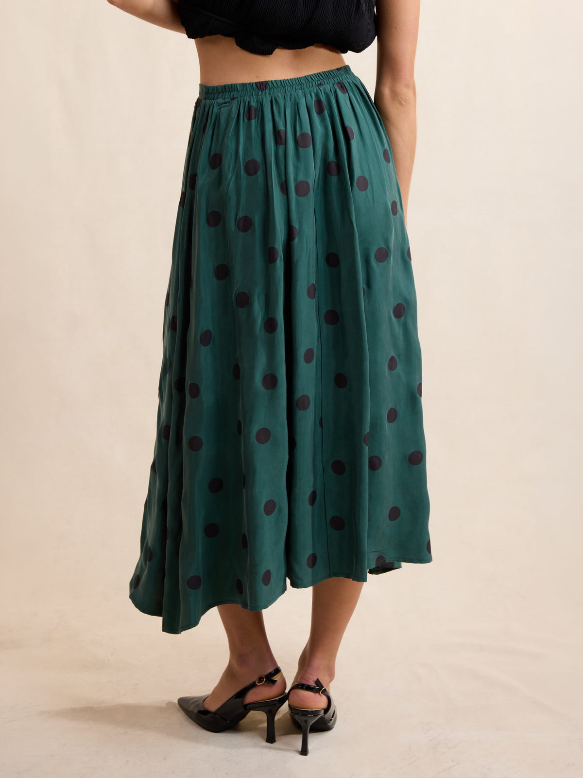Centerpiece Polka Dot Midi Skirt